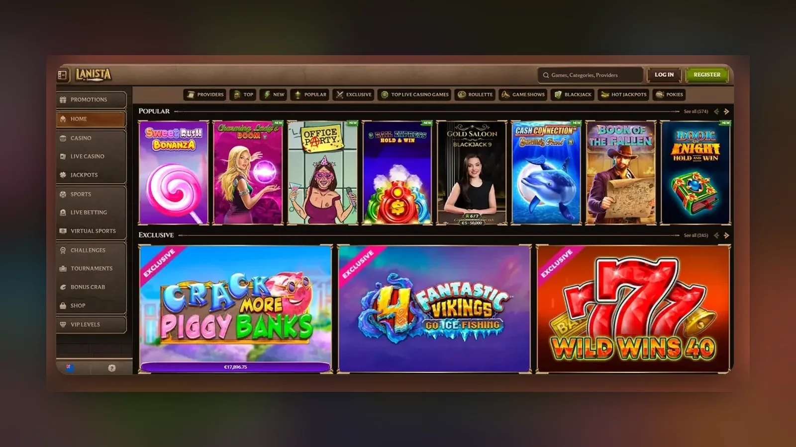 Lobby di gioco aperta dal browser del telefono
