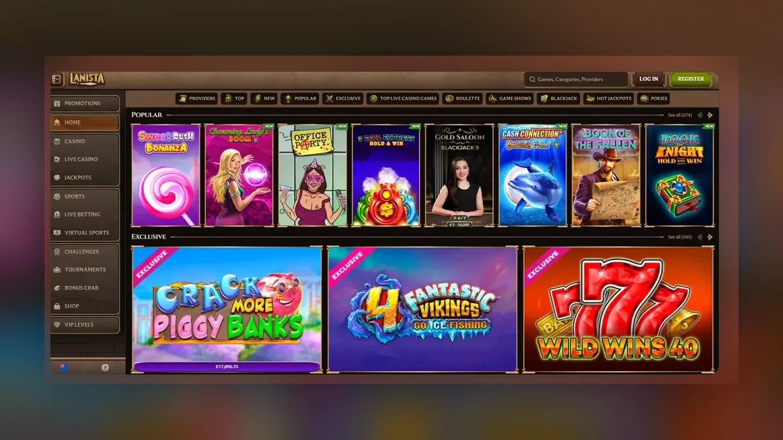 Pagina delle promozioni con le offerte del casinò